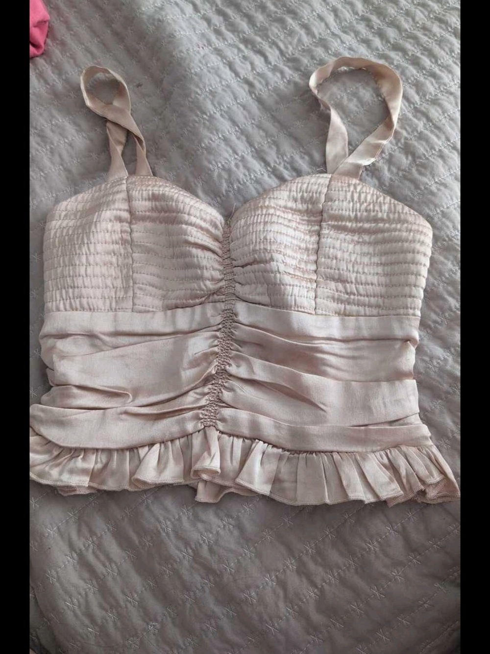 Women’s Blush Pink Ruffle Bustier Top